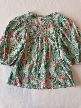 Michelle McDowell S Boho Parker Top Puff Sleeves Mint Green Pink relaxed